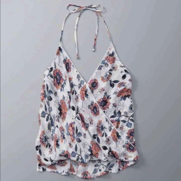 A&F Floral Print Surplice Halter Tank Top - Picture 4 of 12
